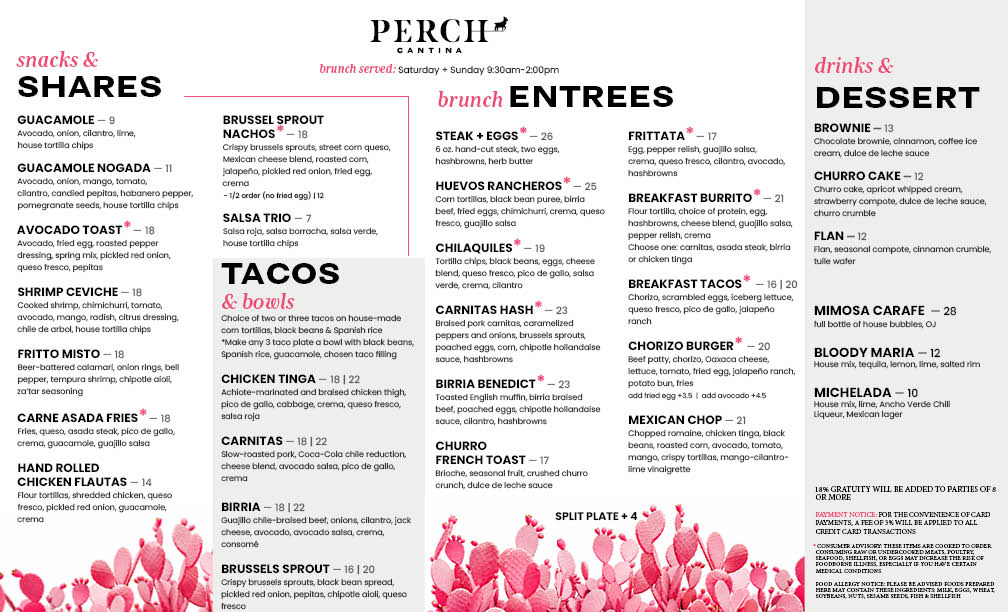 Perch Brunch Menu